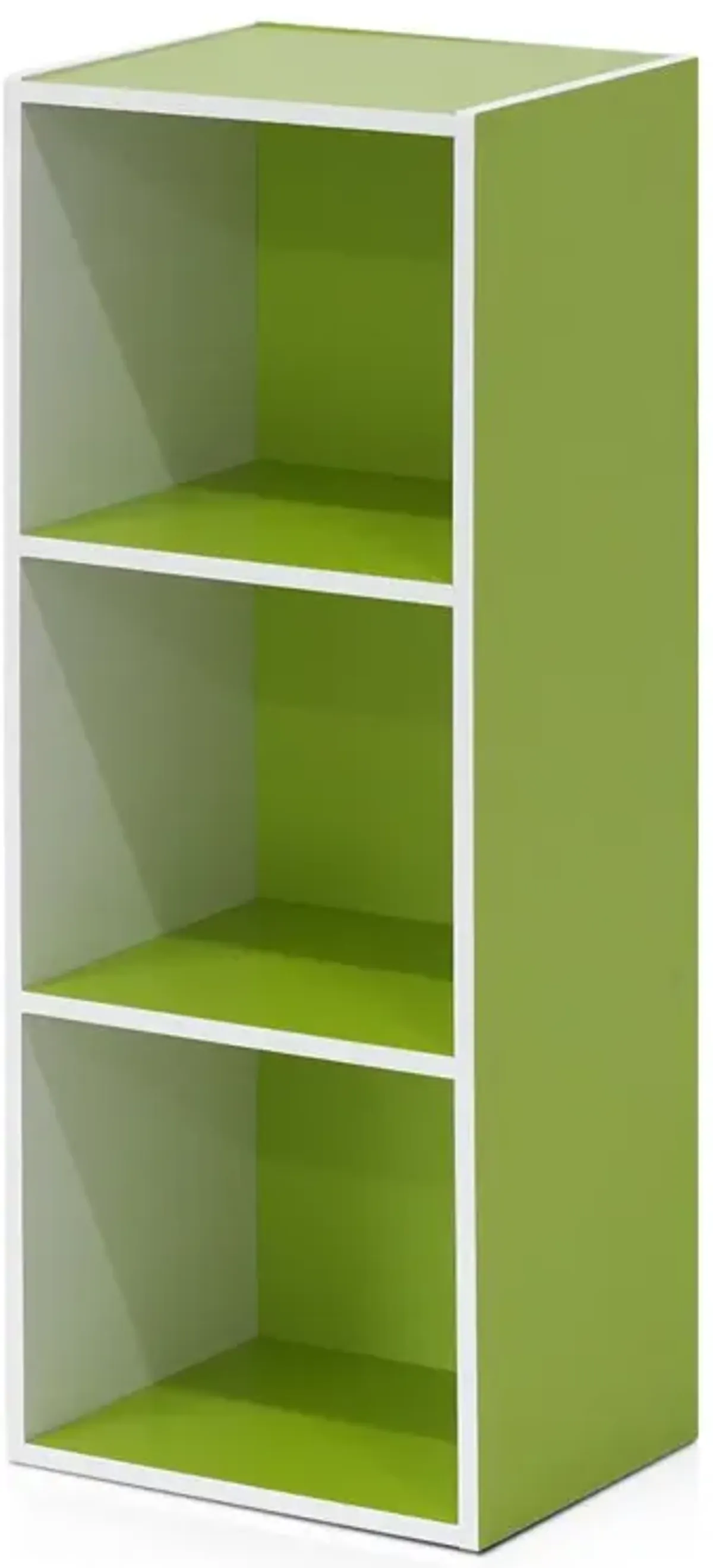 Furinno Luder 3-Tier Open Shelf Bookcase, White/Green