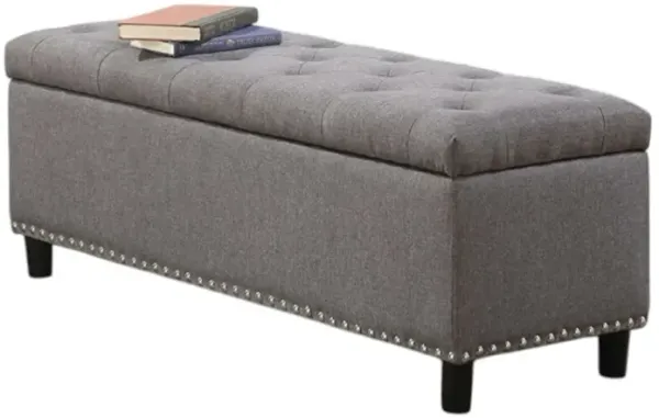 Linen Upholstered Storage Bench with Hidden Compartment – Bedroom Ottoman Footrest