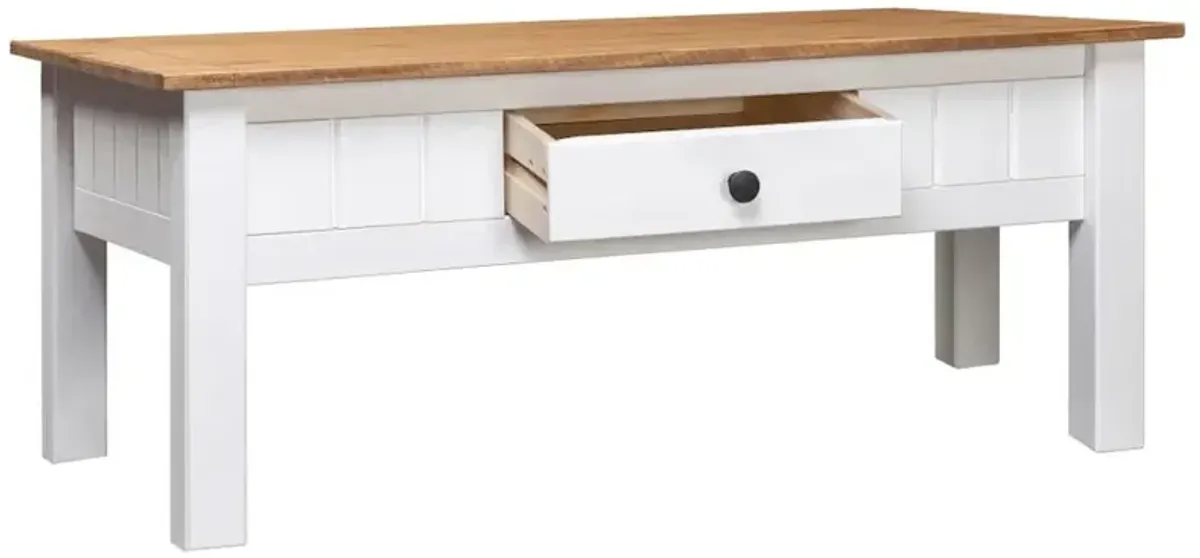 Coffee Table White 39.4"x23.6"x17.7" Solid Pine Wood Panama Range