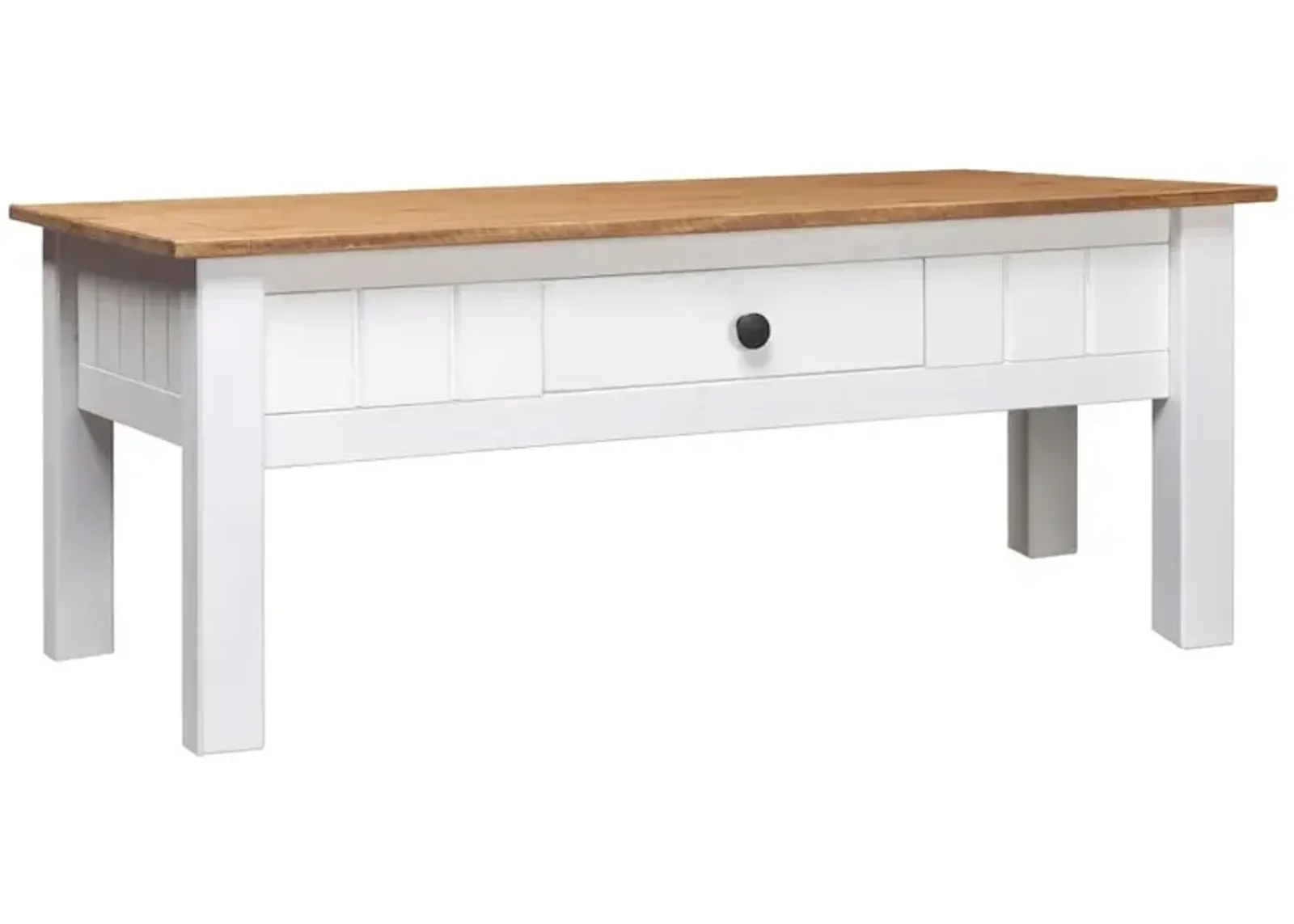 Coffee Table White 39.4"x23.6"x17.7" Solid Pine Wood Panama Range