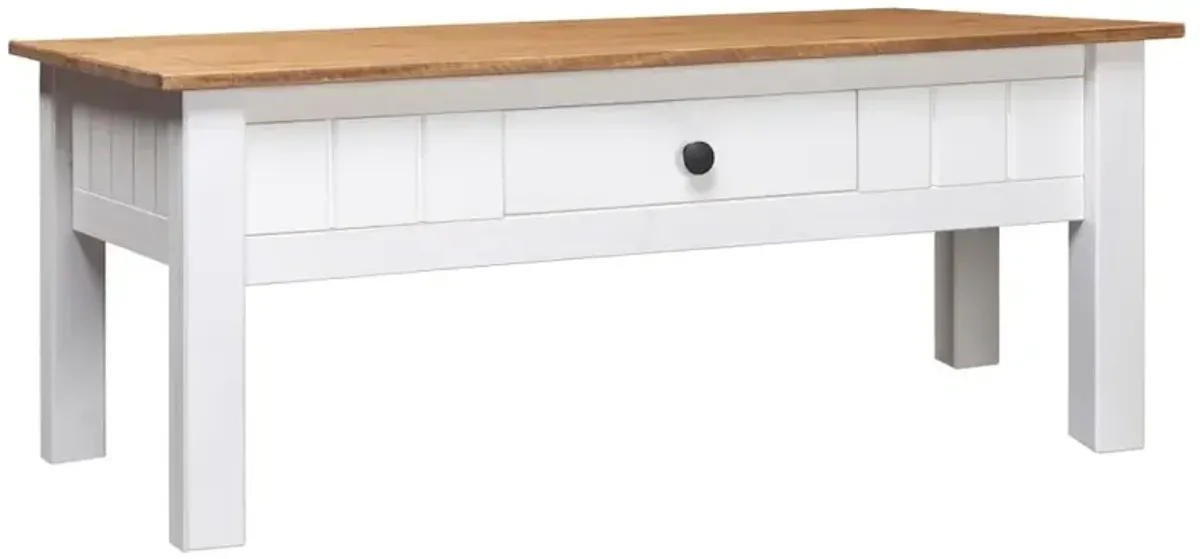 Coffee Table White 39.4"x23.6"x17.7" Solid Pine Wood Panama Range