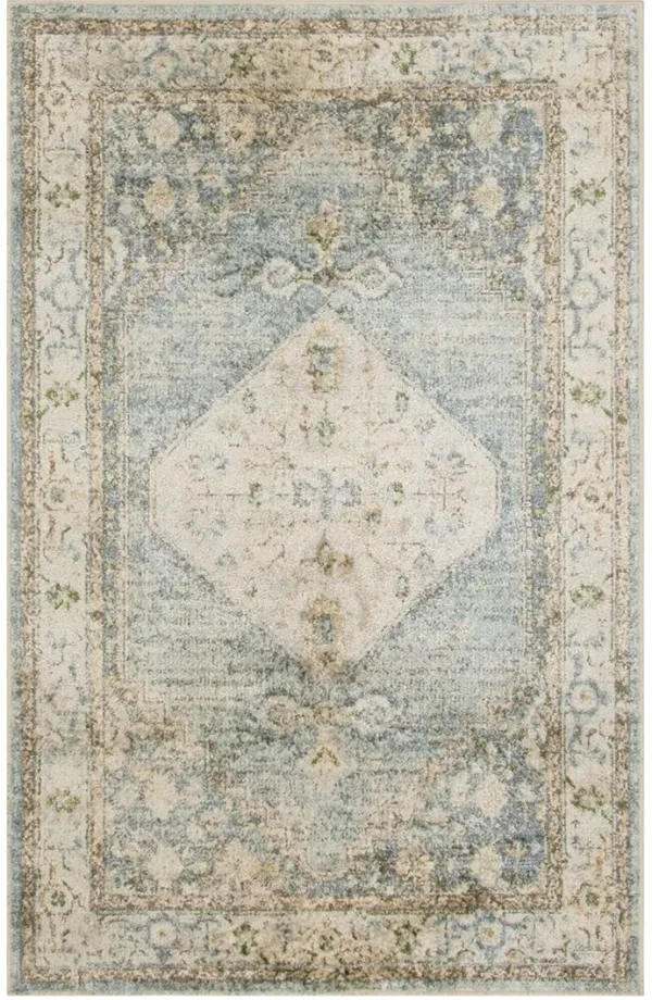 Astra Machine Washable ASW11 Silver/Blue 3'3" x 5' Rug