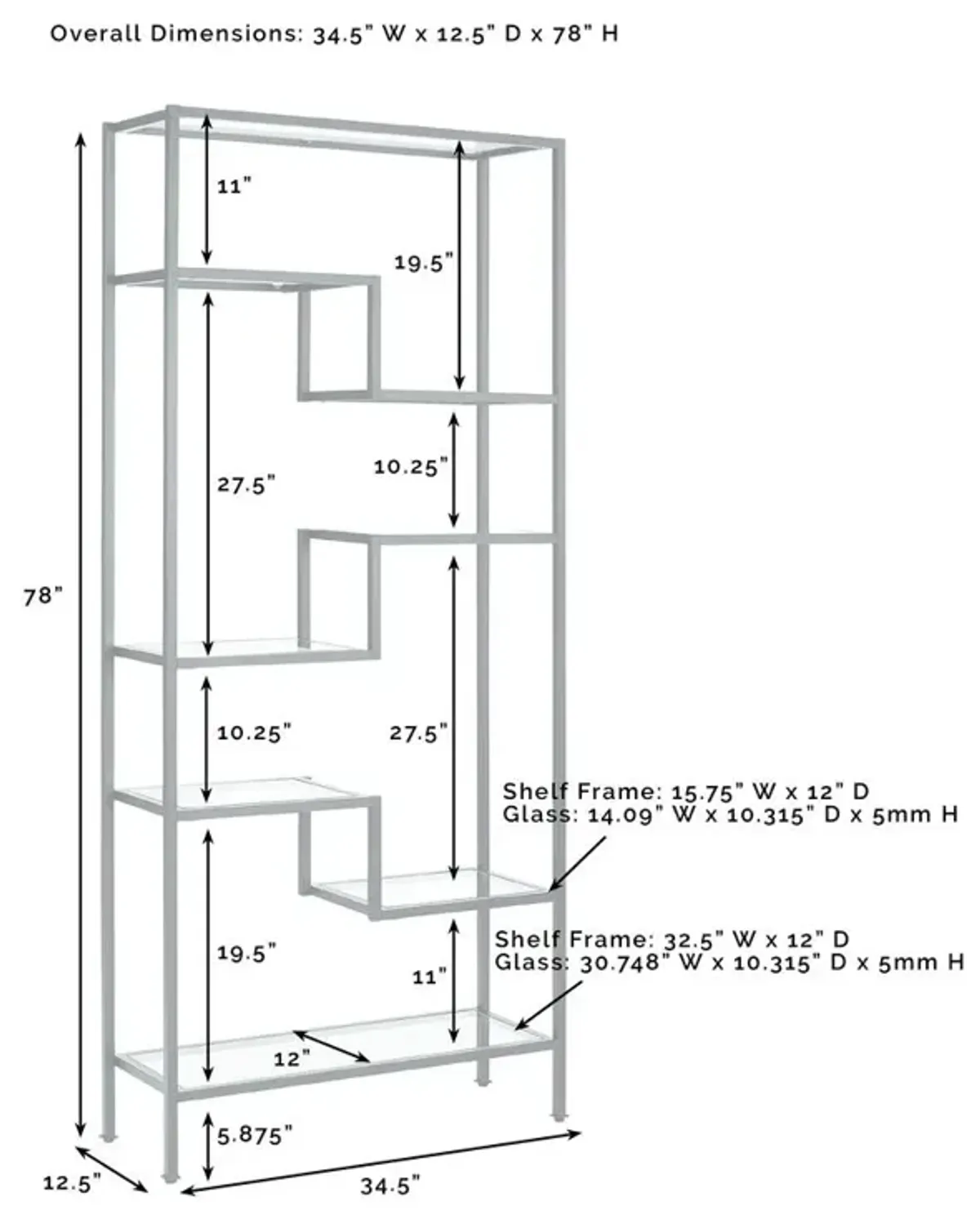 Crosley Furniture Sloane Etagere Matte Black