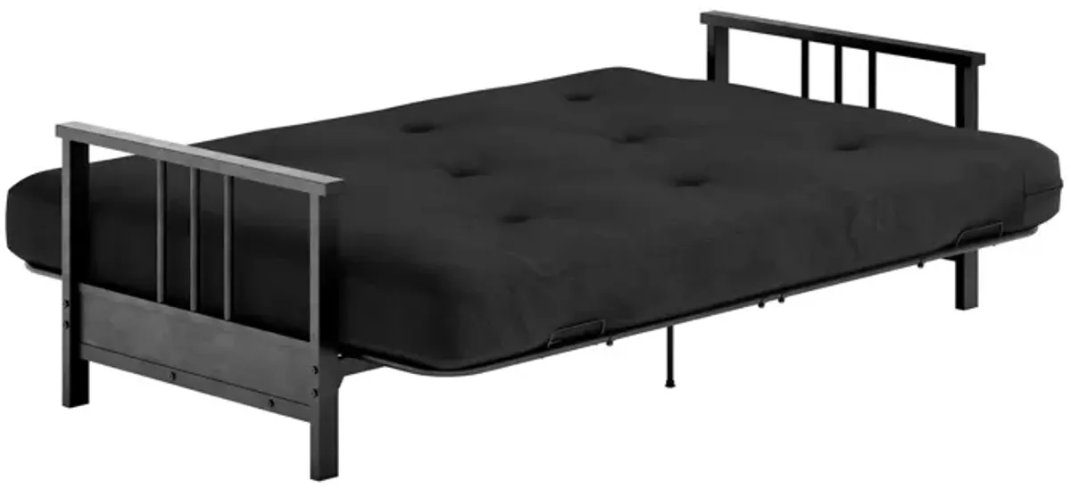 Atwater Living Hana Full Metal Arm Futon with 6" Thermobonded High Density Polyester Microfiber Mattress