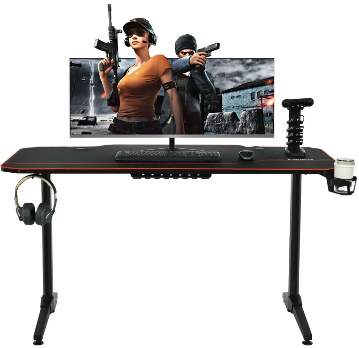 55 Inch Gaming Desk with Free Mouse Pad with Carbon Fiber Surface