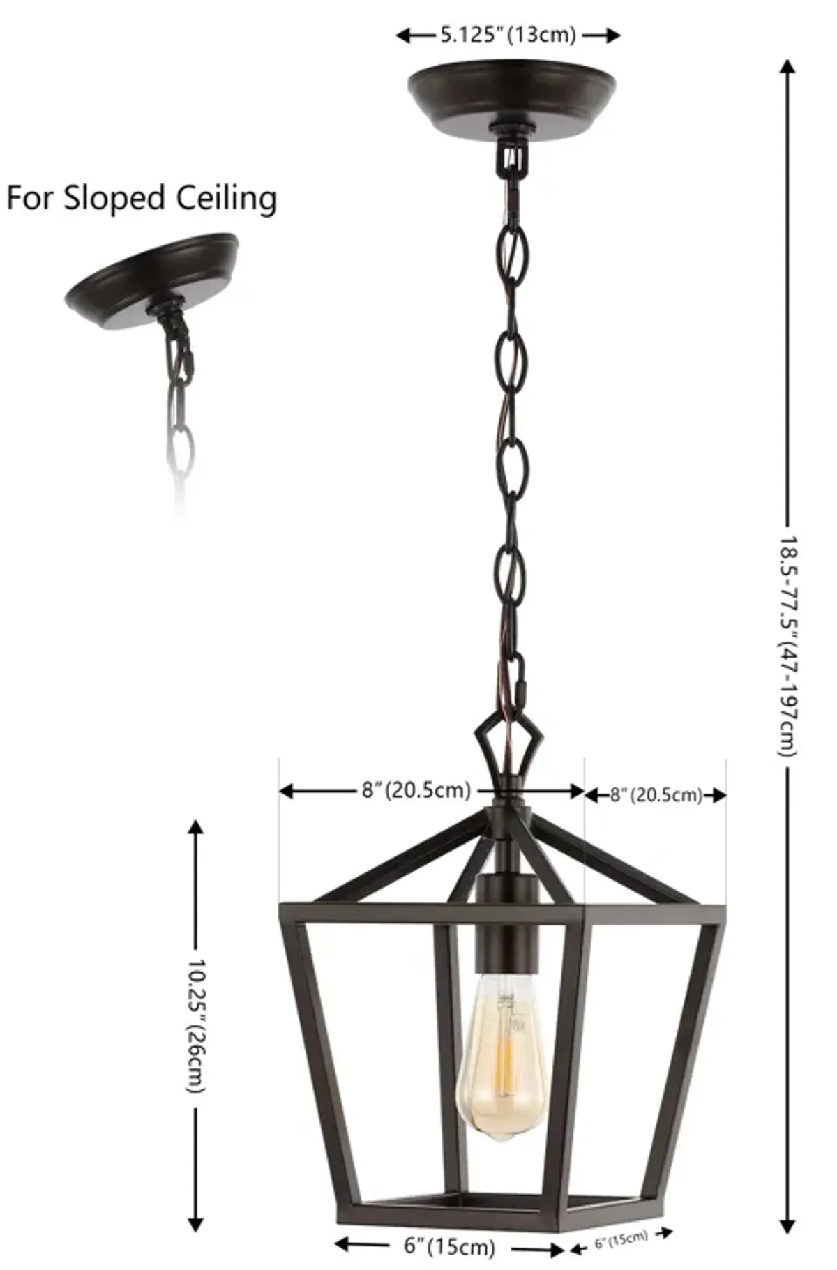 Oslin 1-Light Vintage Farmhouse Iron Chain Pagoda LED Pendant