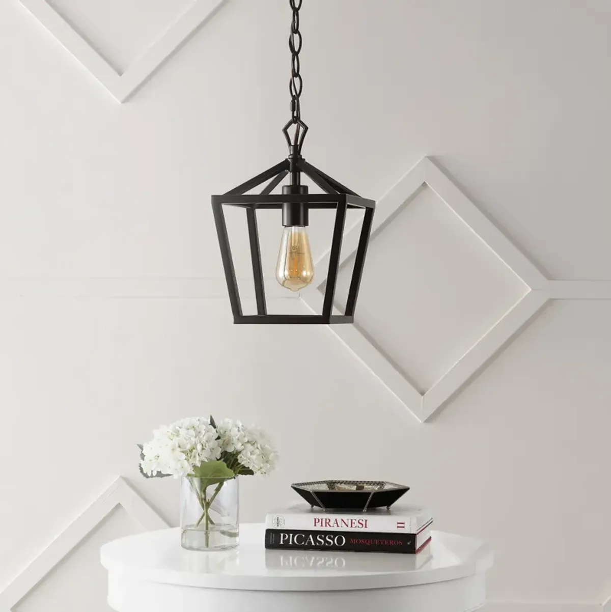 Oslin 1-Light Vintage Farmhouse Iron Chain Pagoda LED Pendant