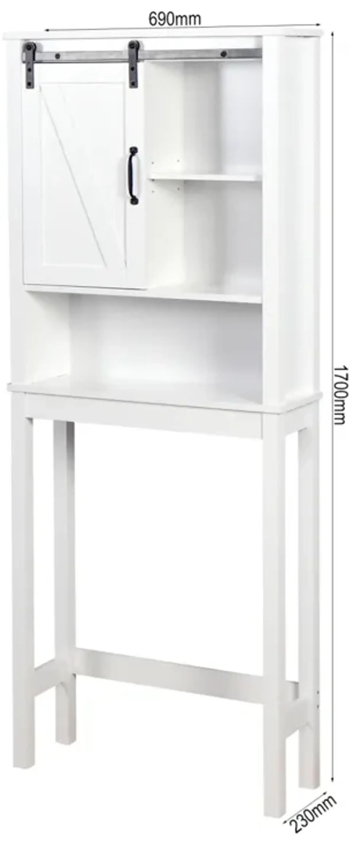 Over-The-Toilet Storage Cabinet, Space-Saving Bathroom Cabinet, With Adjustable Shelves