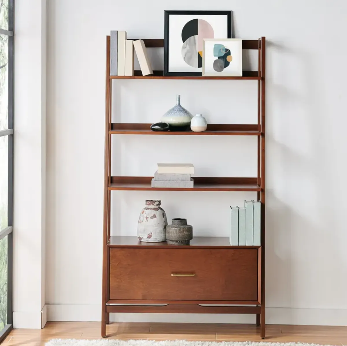 Crosley Furniture Landon Large Etagere Bookcase, Mahogany