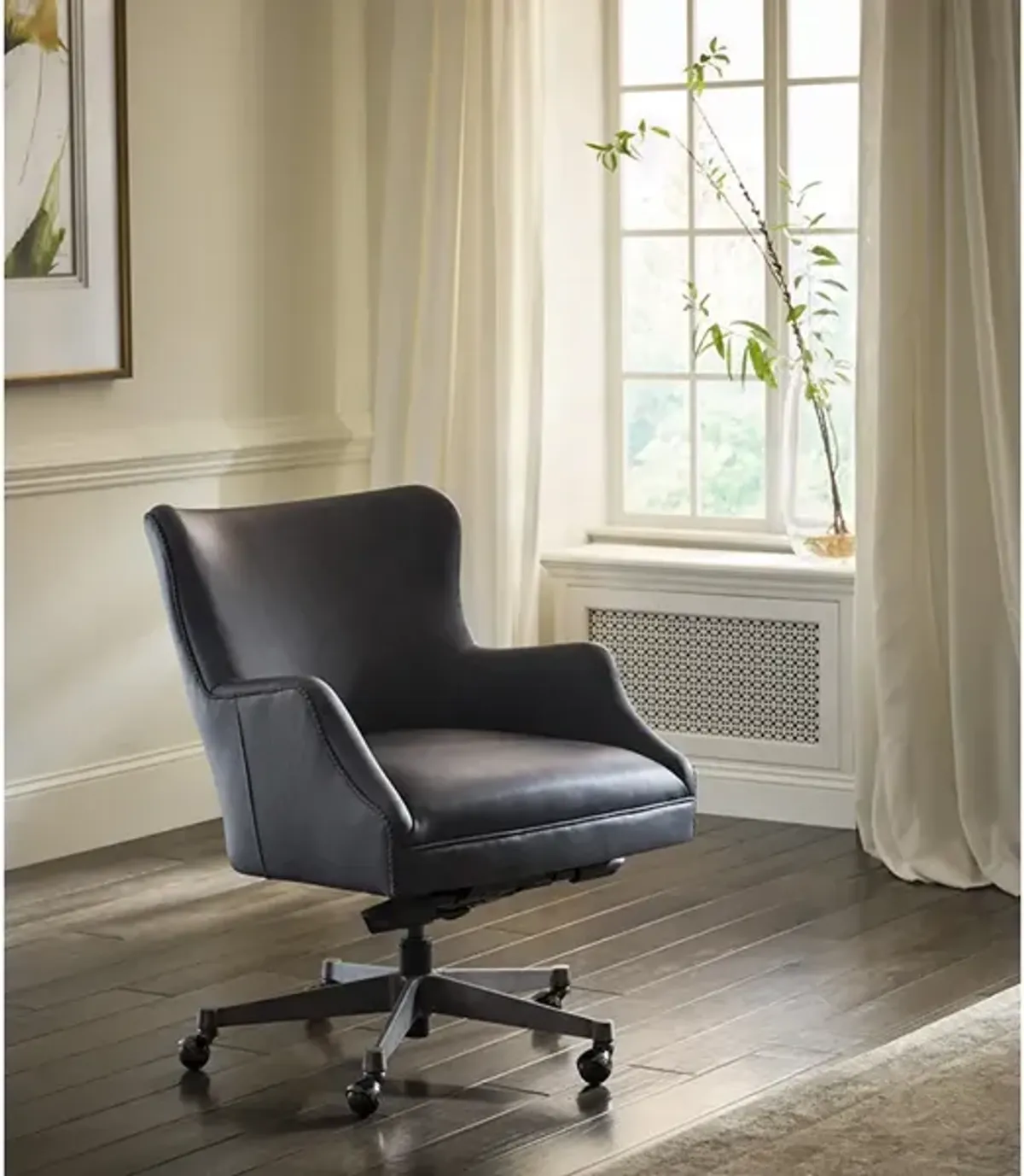 Blake Blue Leather Desk Chair