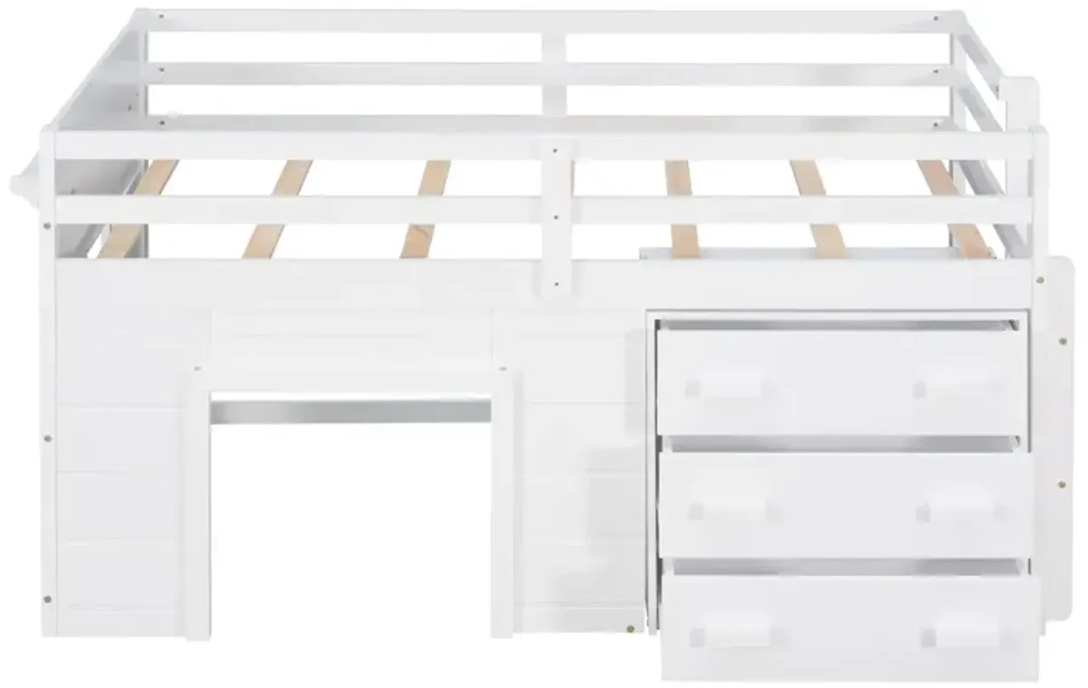 Twin Size Loft Bed With Cabinet And Shelf