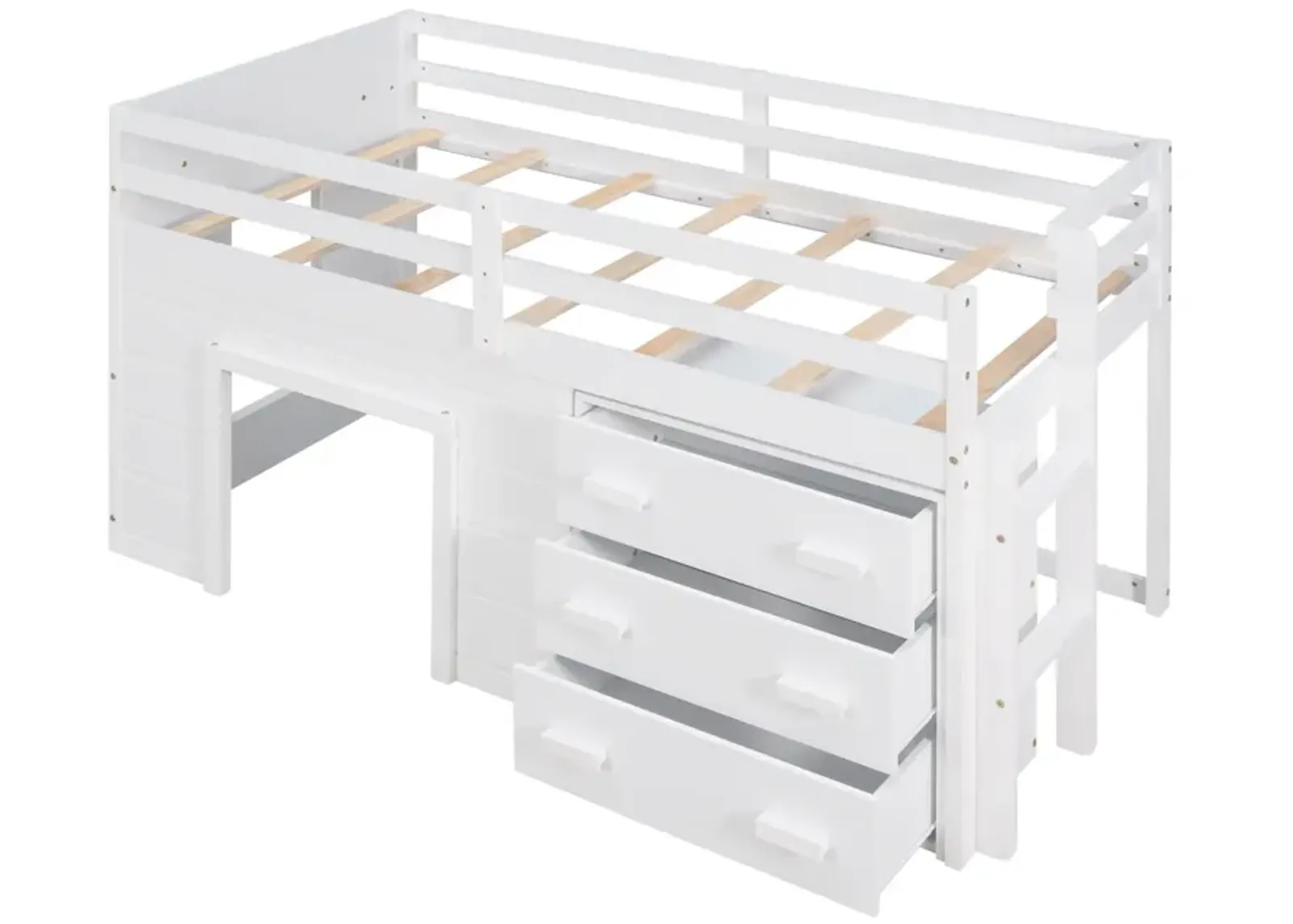 Twin Size Loft Bed With Cabinet And Shelf