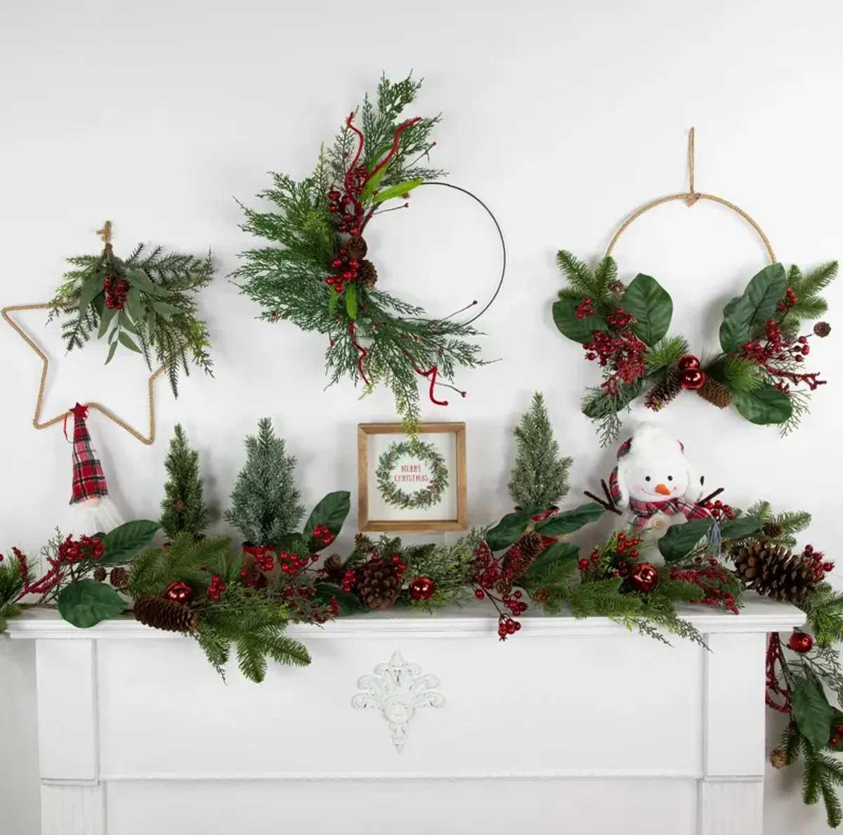 6' Green and Red Pinecones and Berries Artificial Christmas Garland- Unlit