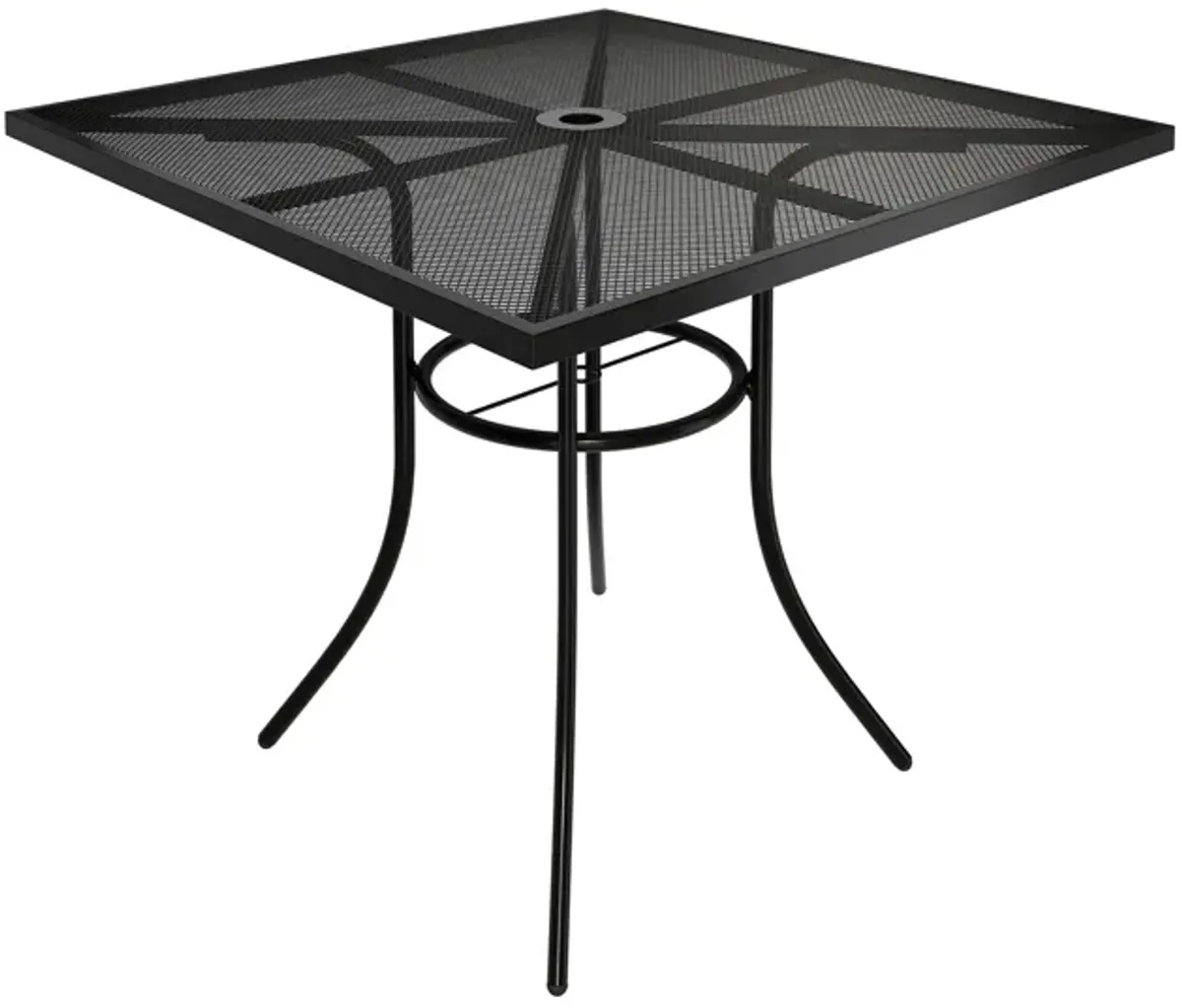 MONDAWE Steel Mesh Table Square Dining Table With Umbrella Hole For Patios