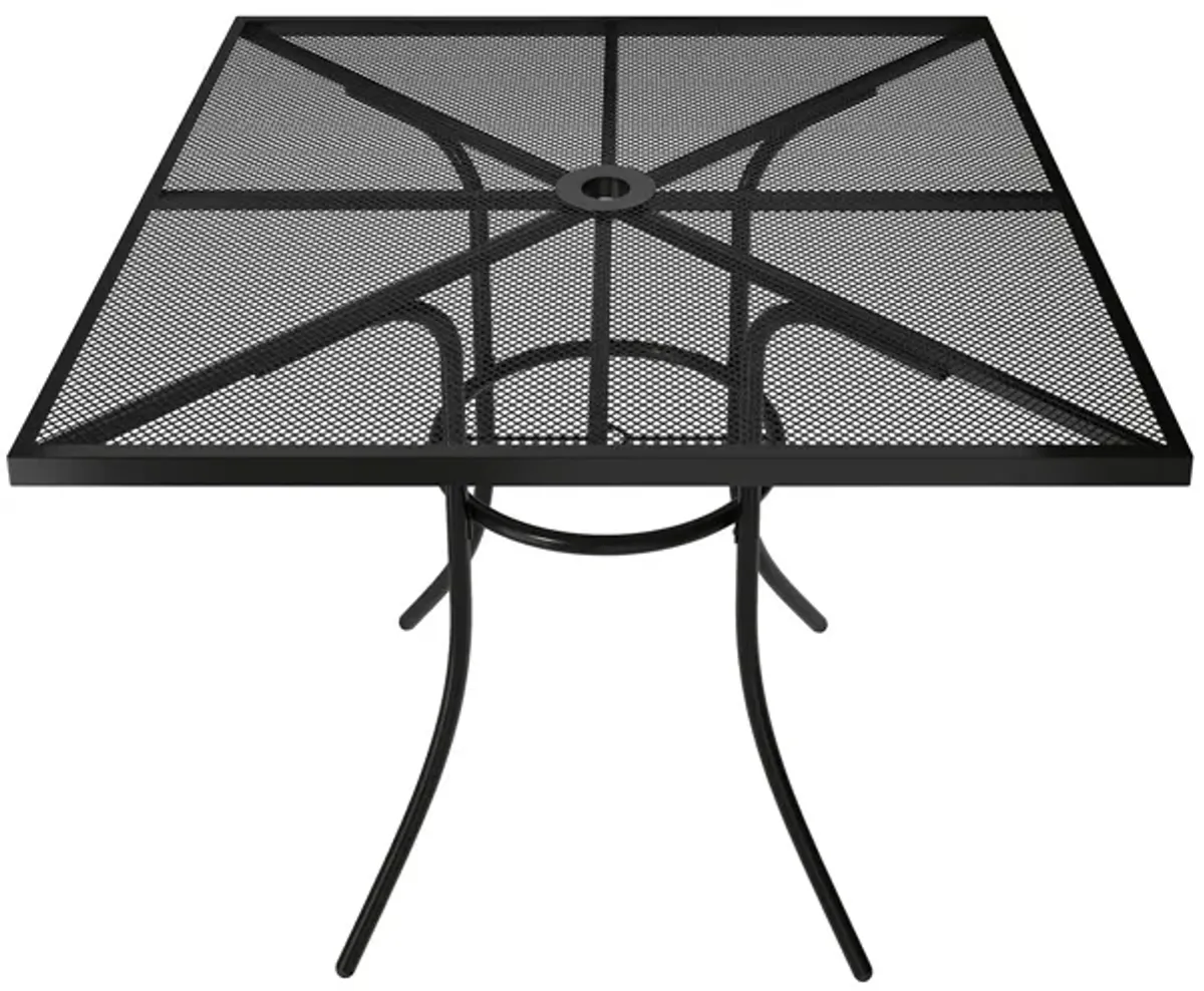 MONDAWE Steel Mesh Table Square Dining Table With Umbrella Hole For Patios