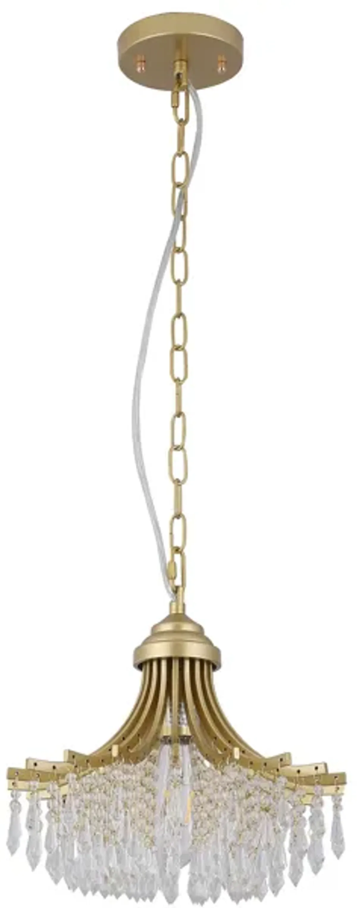 Accent Chandelier, Classic Crystal Inspired Cascade Gold Metal 12 Inch - Benzara