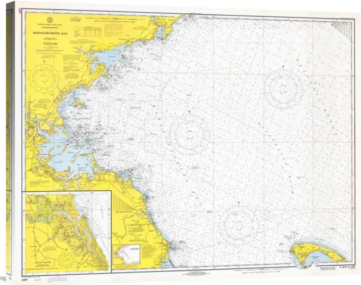 Nautical Chart - Massachusetts Bay ca. 1970-Canvas Art-30x24