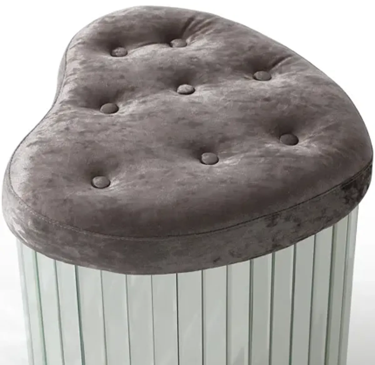 Decor Brownish Gray Heart Shape Velvet Upholstered Ottoman