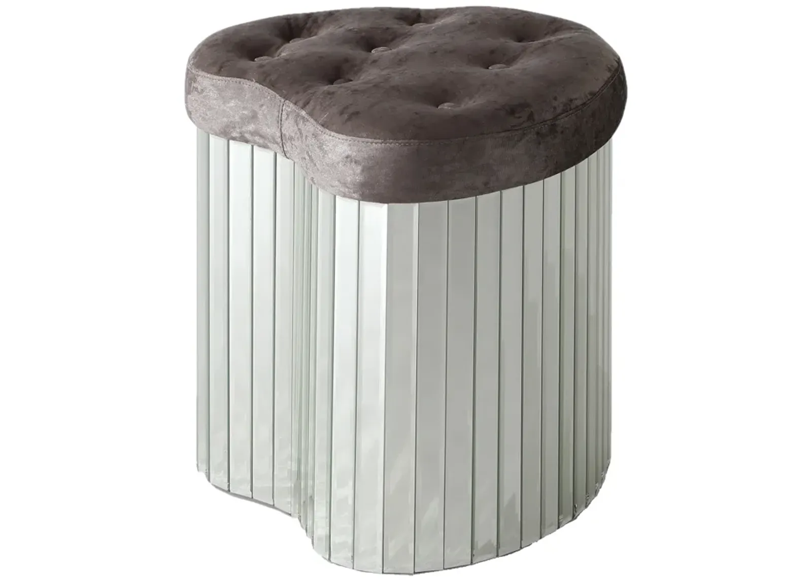 Decor Brownish Gray Heart Shape Velvet Upholstered Ottoman