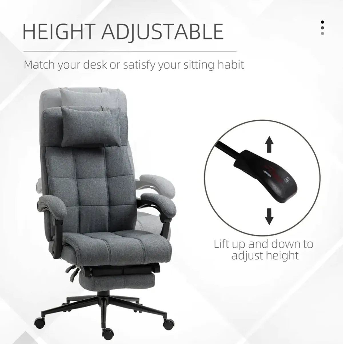 Dark Grey Executive Comfort: Reclining High-Back Swivel Chair