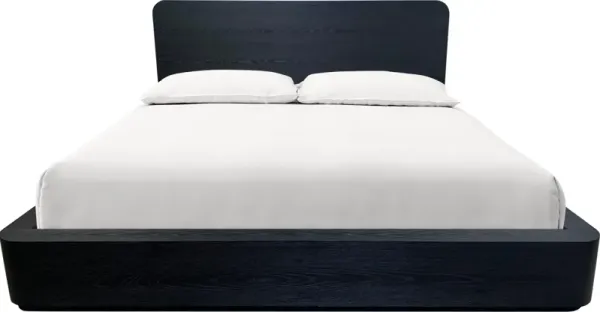 Elora Queen-Size Ash Wood Platform Bed in Jet