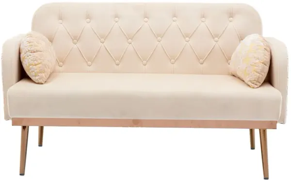 Velvet Sofa: Stylish Accent Loveseat with Metal Feet