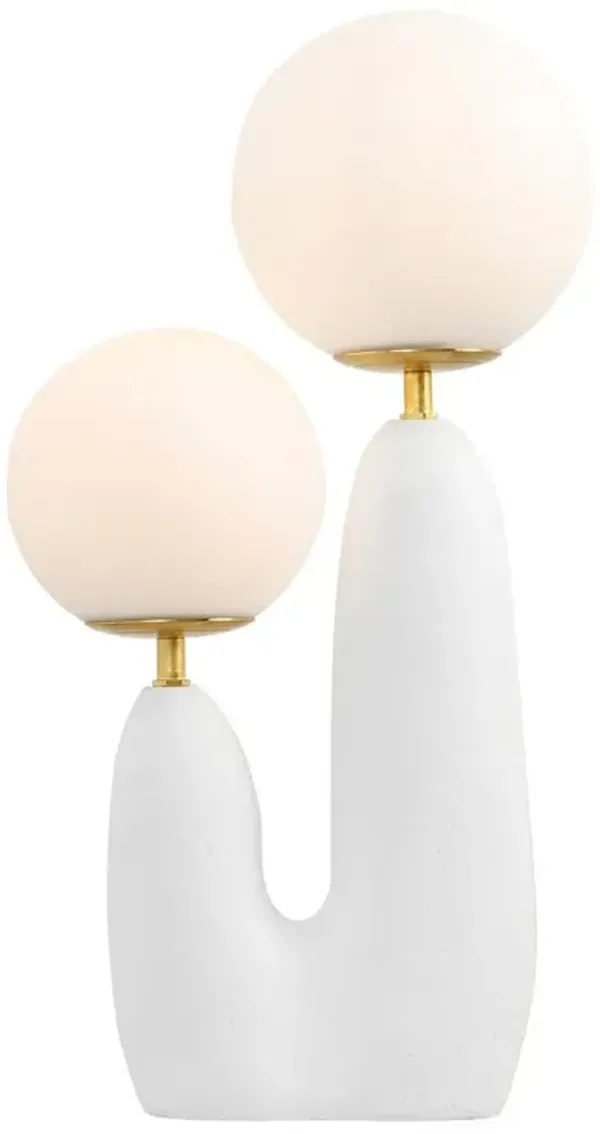 Oda 17.75" 2-Light Modern Bohemian Resin/Iron/Frosted Glass Danish Cactus LED Table Lamp
