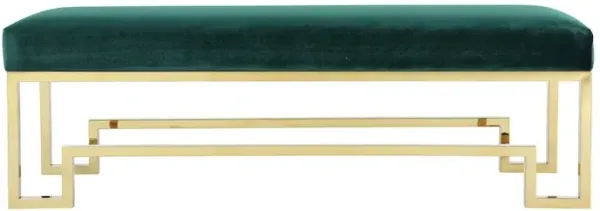 Pangea Home Z-Gold Laurence Bench Velvet Green