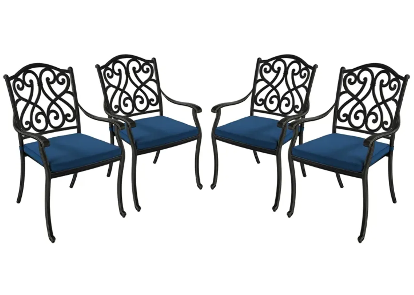 Mondawe 4 Piece Cast Aluminum Outdoor Dining Chairs with Cushion