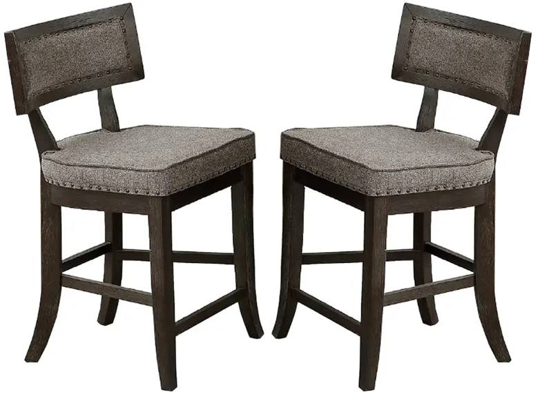 Curved Top Wooden High Chair with Flared Legs, Set of 2, Gray - Benzara