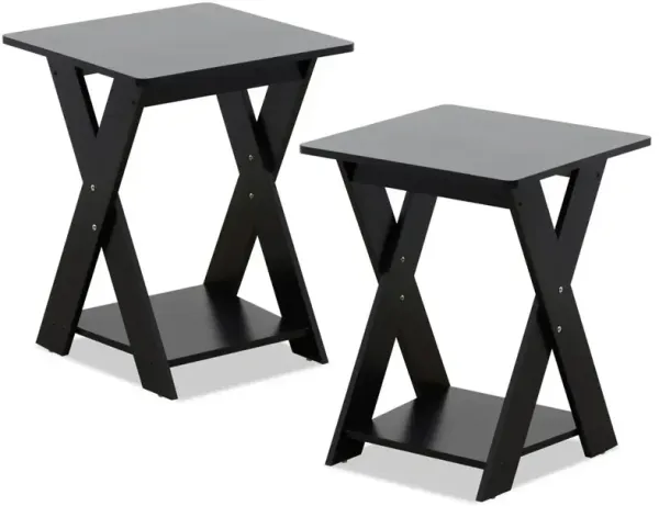 Furinno Modern Simplistic Criss-Crossed End Table, Set of 2, Espresso