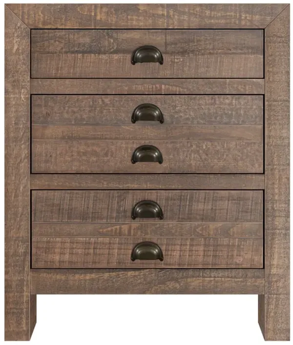 Merax Rustic Farmhouse Style 3-Drawer Nightstand with Charge Station