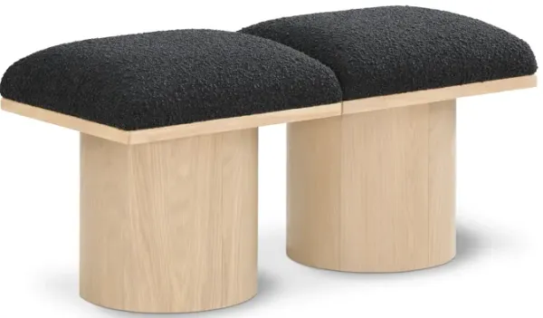 Meridian Furniture Pavilion Black Boucle Fabric Bench