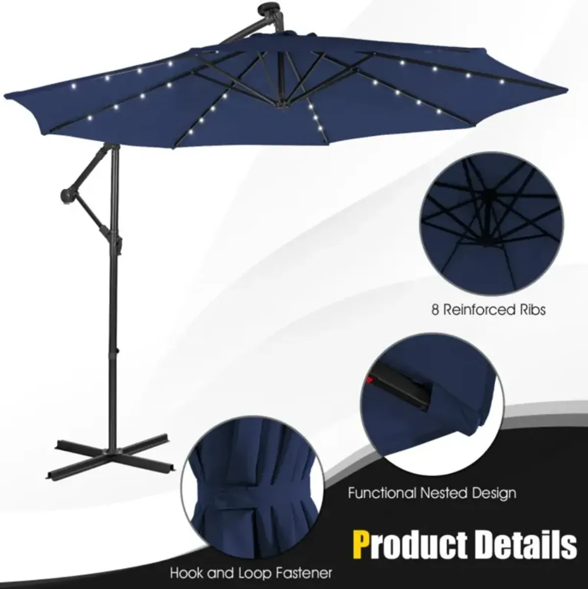 Hivvago 10 Feet Patio Cantilever Umbrella with Tilting System