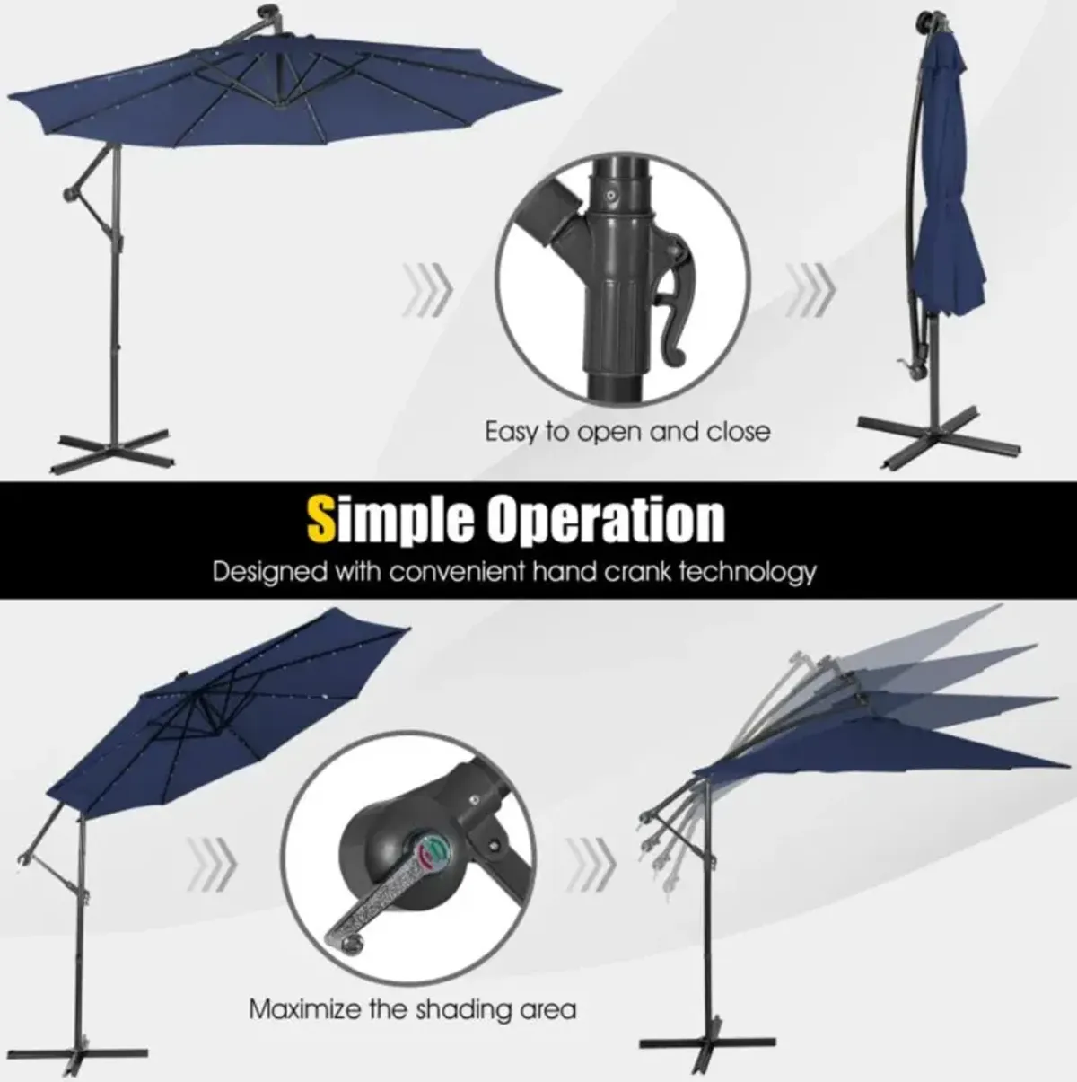 Hivvago 10 Feet Patio Cantilever Umbrella with Tilting System