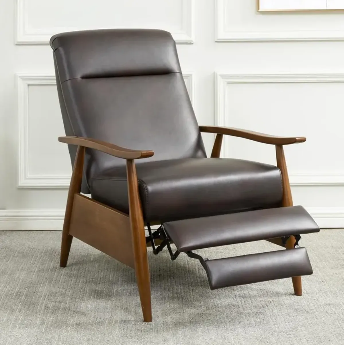 Comfort Pointe Solaris Wood Arm Push Back Recliner - Burnished Brown