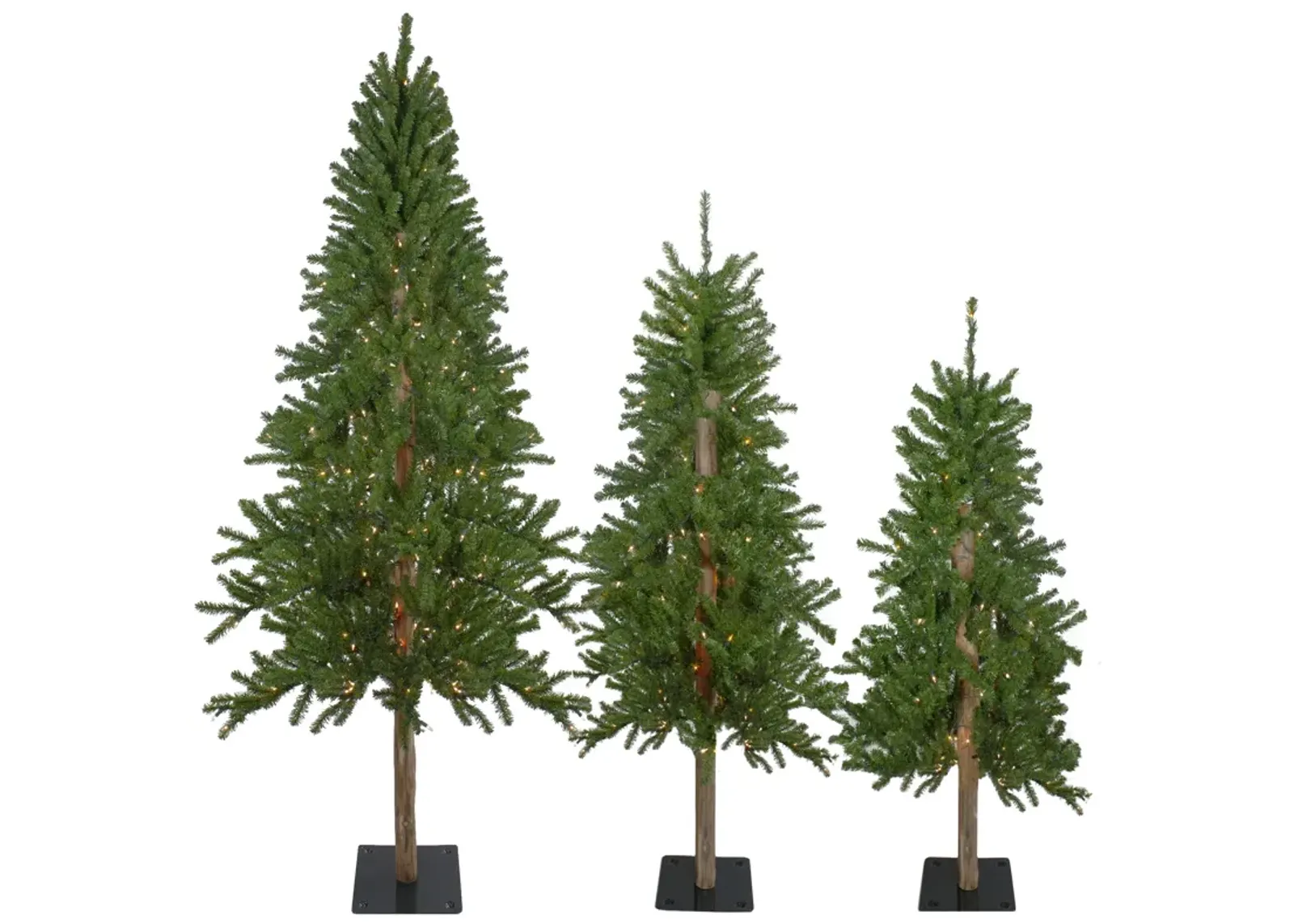 Set of 3 Pre-Lit Slim Alpine Artificial Christmas Trees 6' - Clear Lights