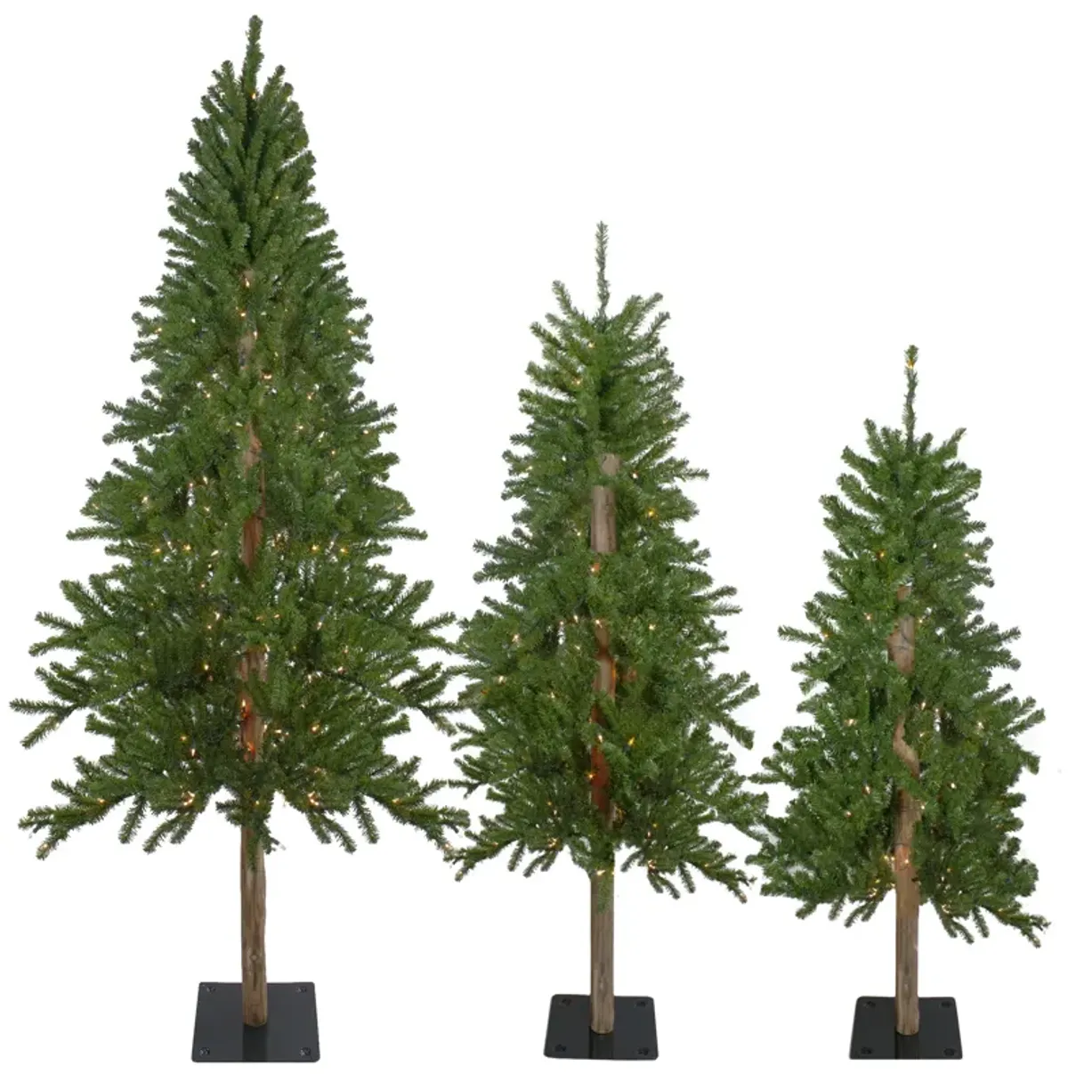 Set of 3 Pre-Lit Slim Alpine Artificial Christmas Trees 6' - Clear Lights