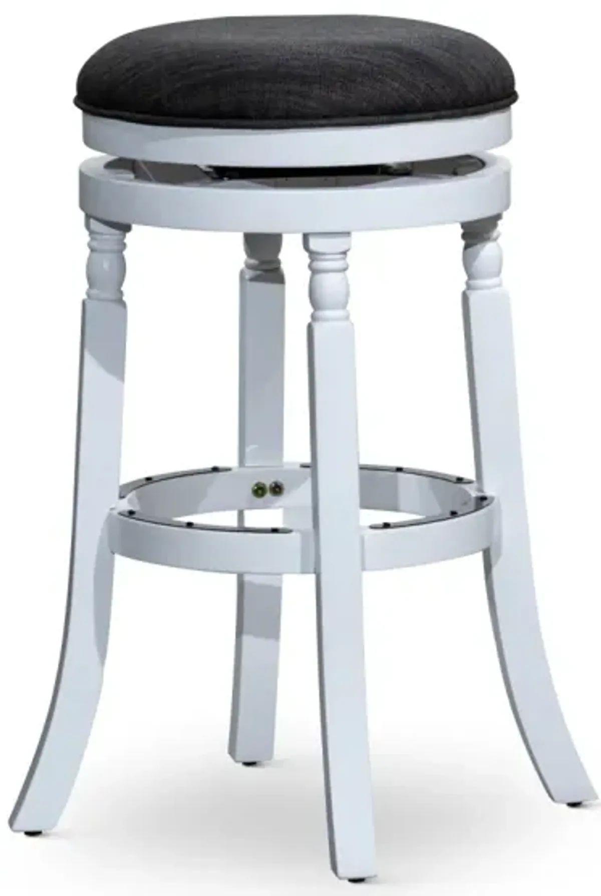 30" Barstool, White Finish, Charcoal Fabric Seat