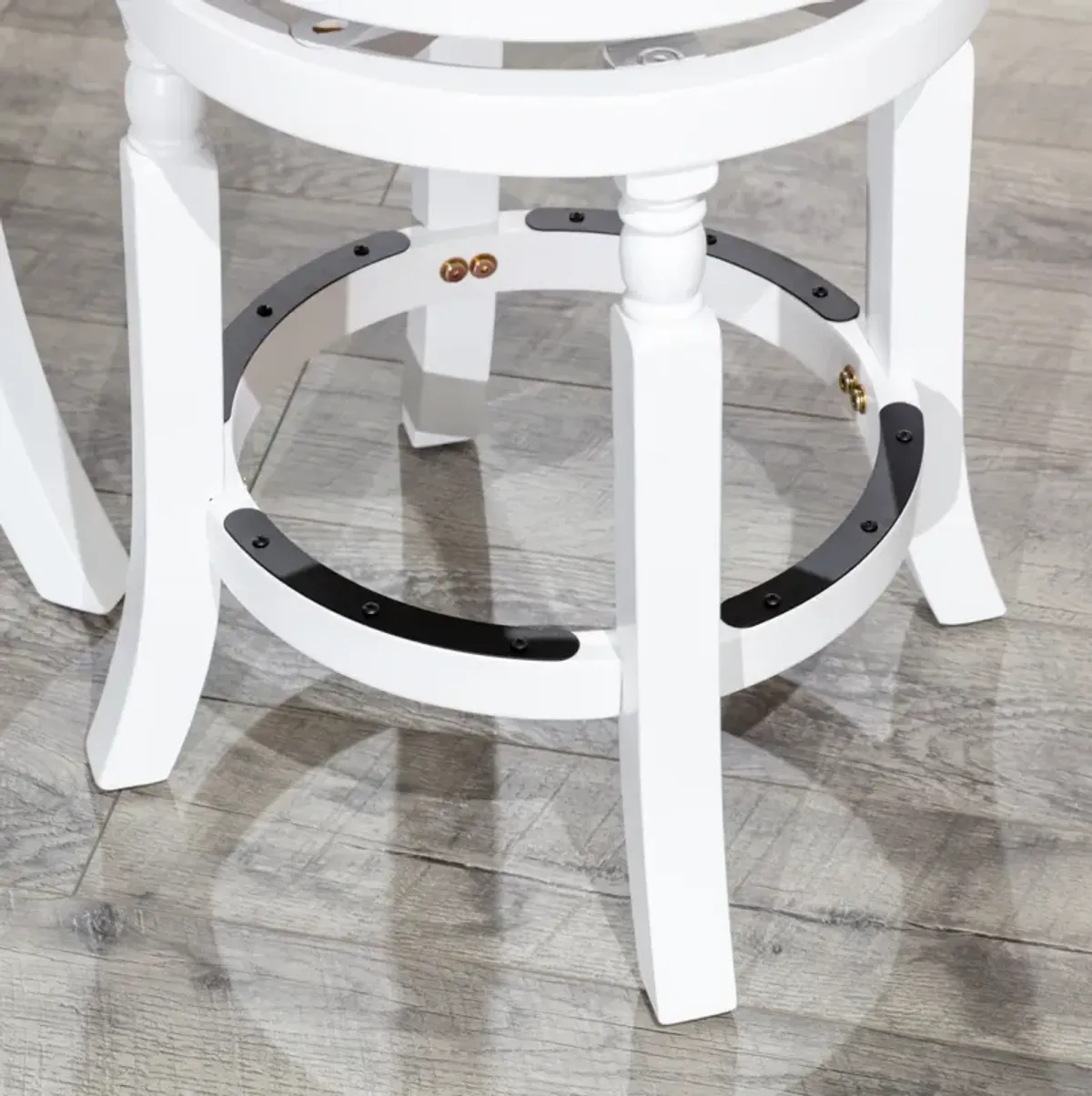 30" Barstool, White Finish, Charcoal Fabric Seat