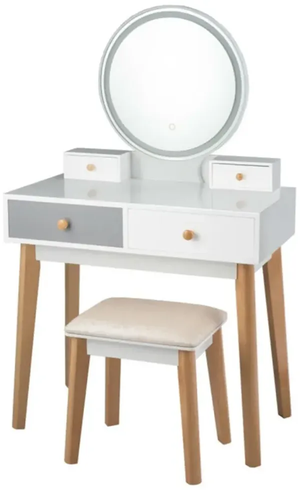 Hivvago Makeup Dressing Table with 4 Drawers and Lighted Mirror