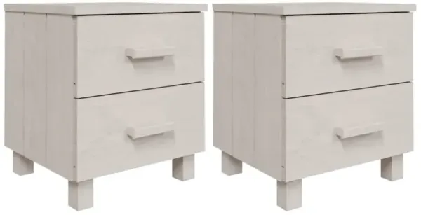 Bedside Cabinets HAMAR 2 pcs White 15.7"x13.8"x17.5" Solid Wood