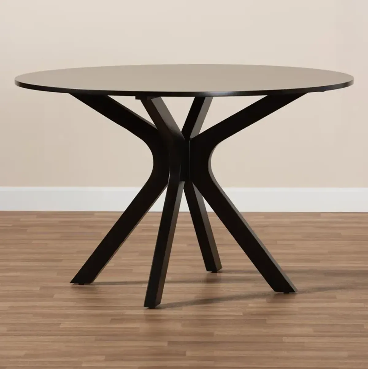 Dark Brown Finished 45-Inch-Wide Round Wood Dining Table