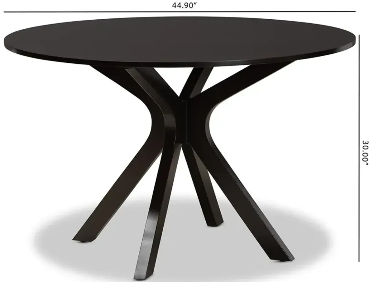 Dark Brown Finished 45-Inch-Wide Round Wood Dining Table