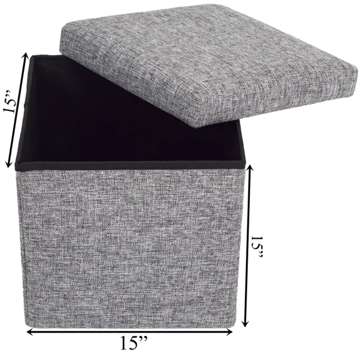 Medium Decorative Grey Foldable Cube Ottoman Stools for Living Room, Bedroom, Dining, Playroom or Office