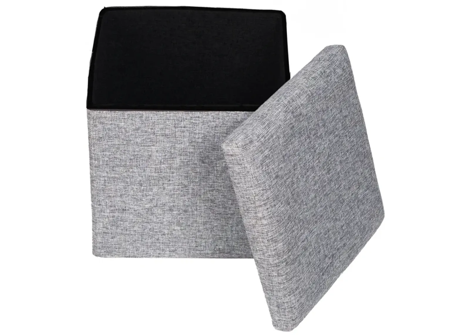 Medium Decorative Grey Foldable Cube Ottoman Stools for Living Room, Bedroom, Dining, Playroom or Office