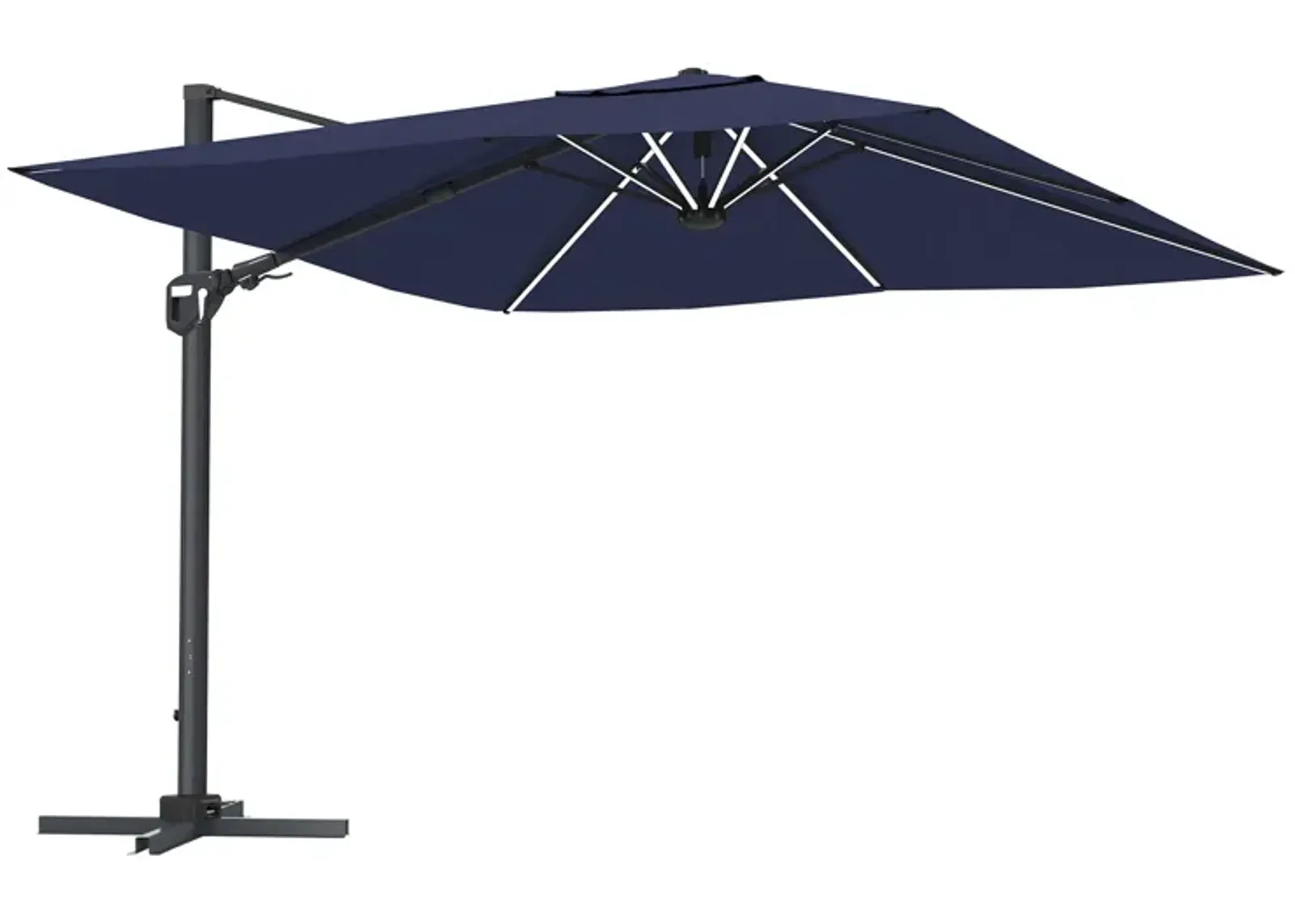 11FT Square Cantilever Patio Umbrella with LED Light (without Umbrella Base).