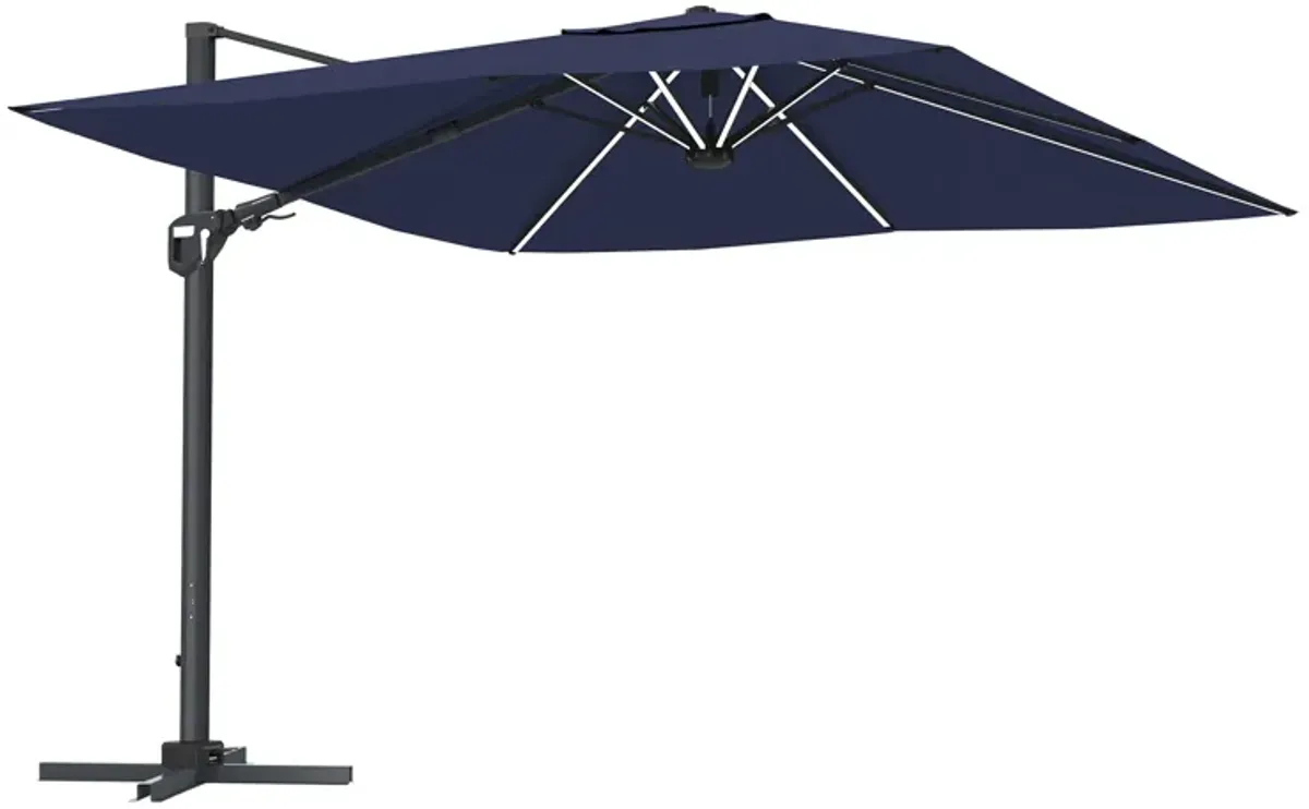 11FT Square Cantilever Patio Umbrella with LED Light (without Umbrella Base).