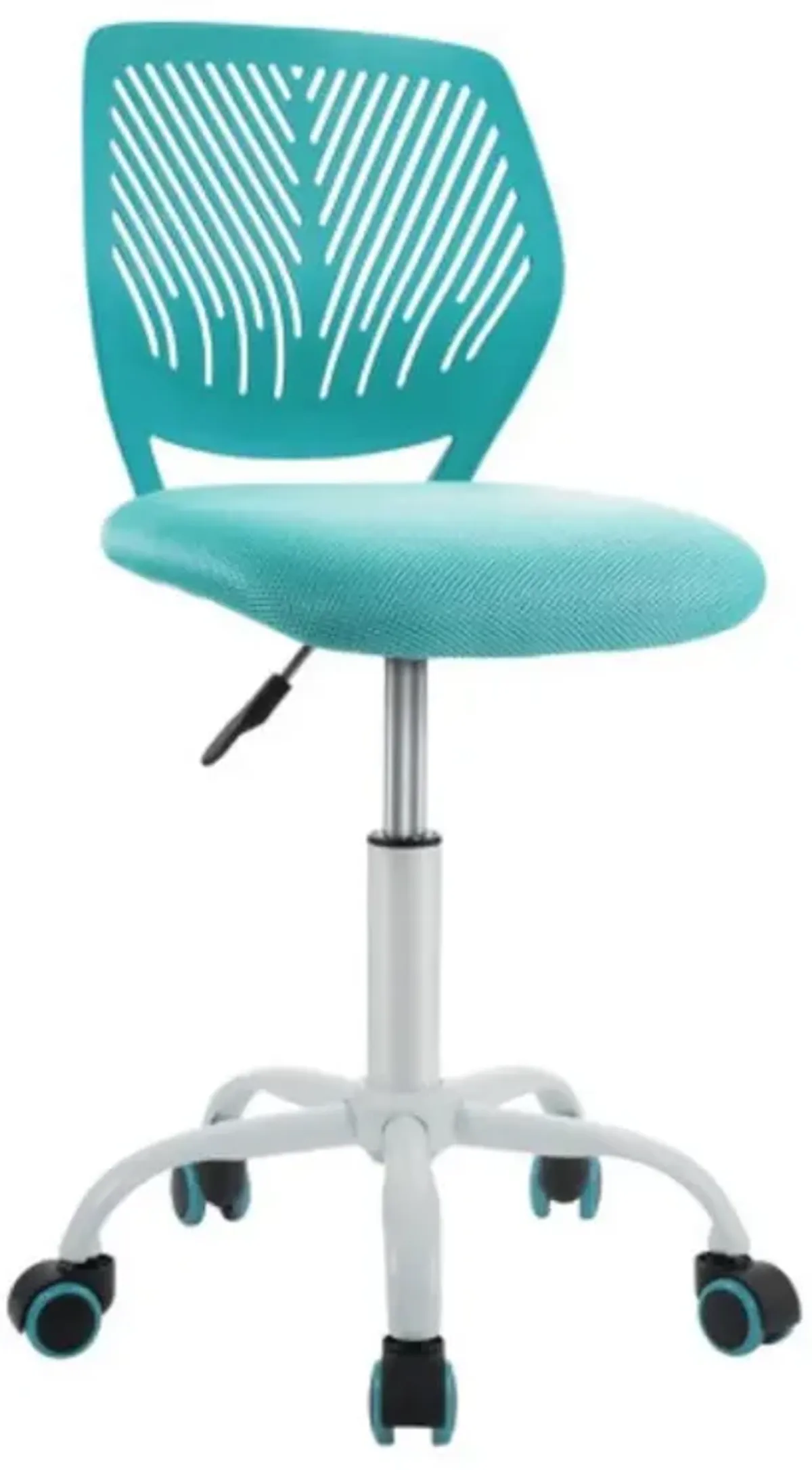 Adjustable Office Task Desk Armless Chair-Turquoise