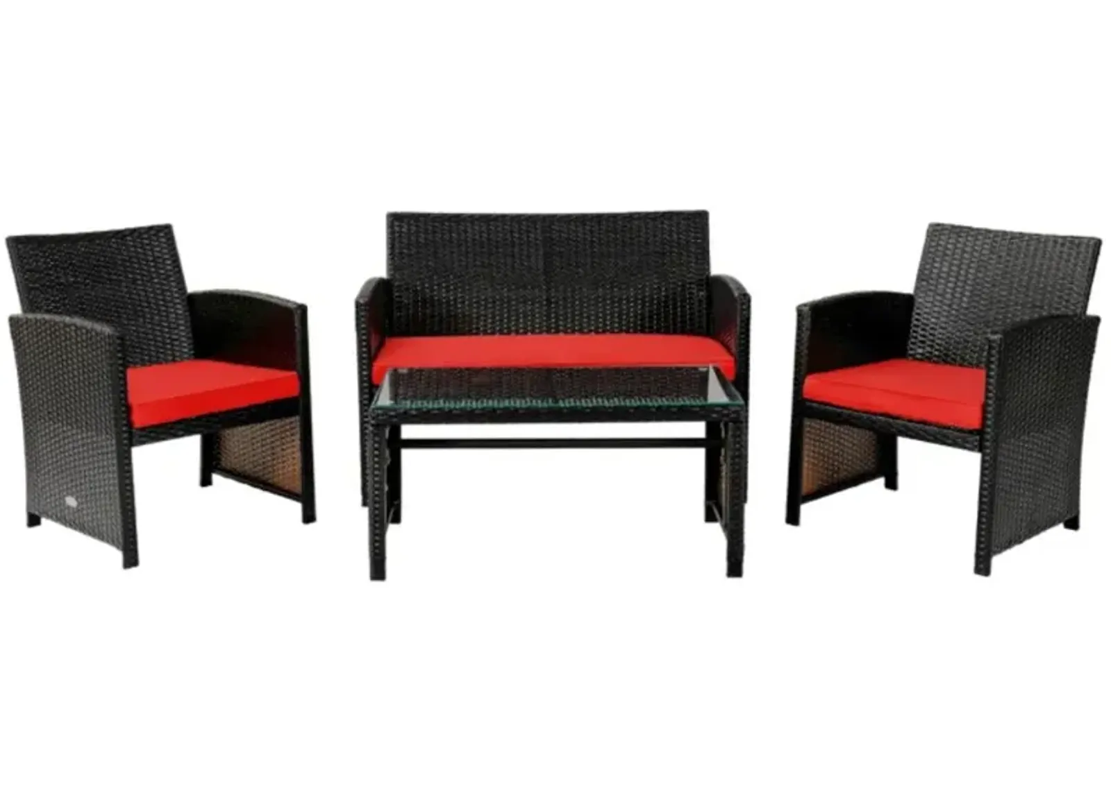 Hivvago 4 Pieces Patio Rattan Cushioned Furniture Set